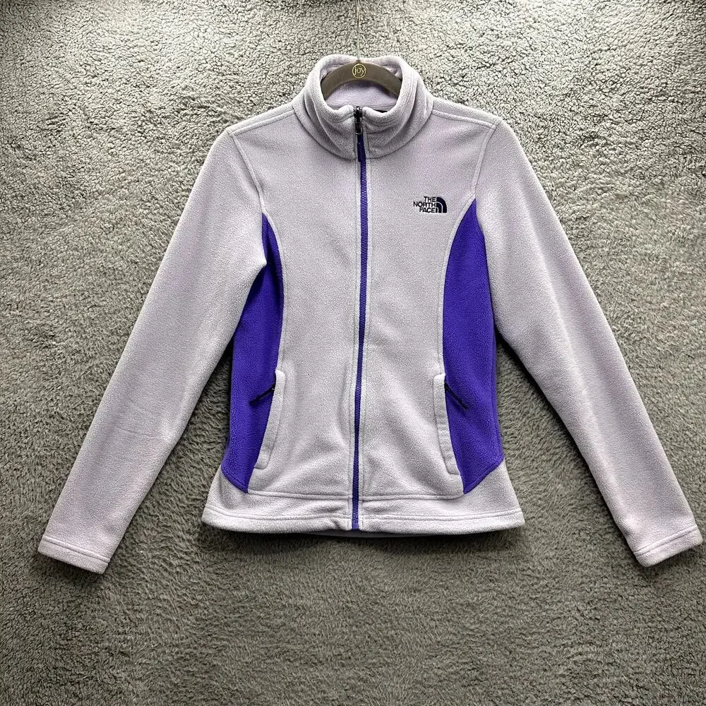 The North Face Women's XS Purple Two Tone Fleece Full Zip Jacket Mock Neck Warm‎